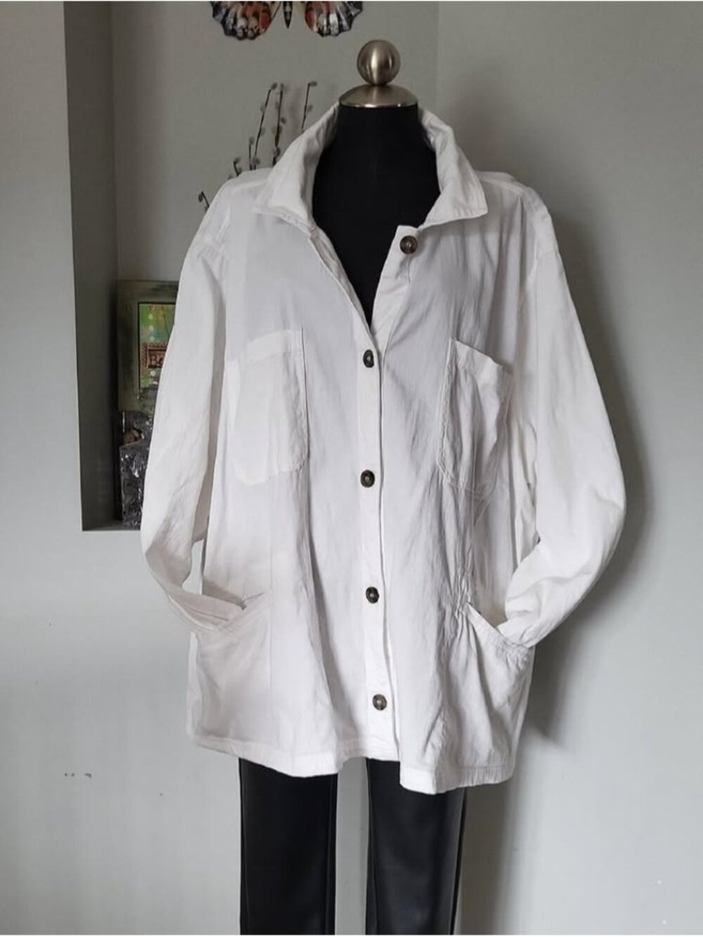 Maurices White Button-Front Cotton Utility Jacket Size 4X - BUNDLE & SAVE 30%